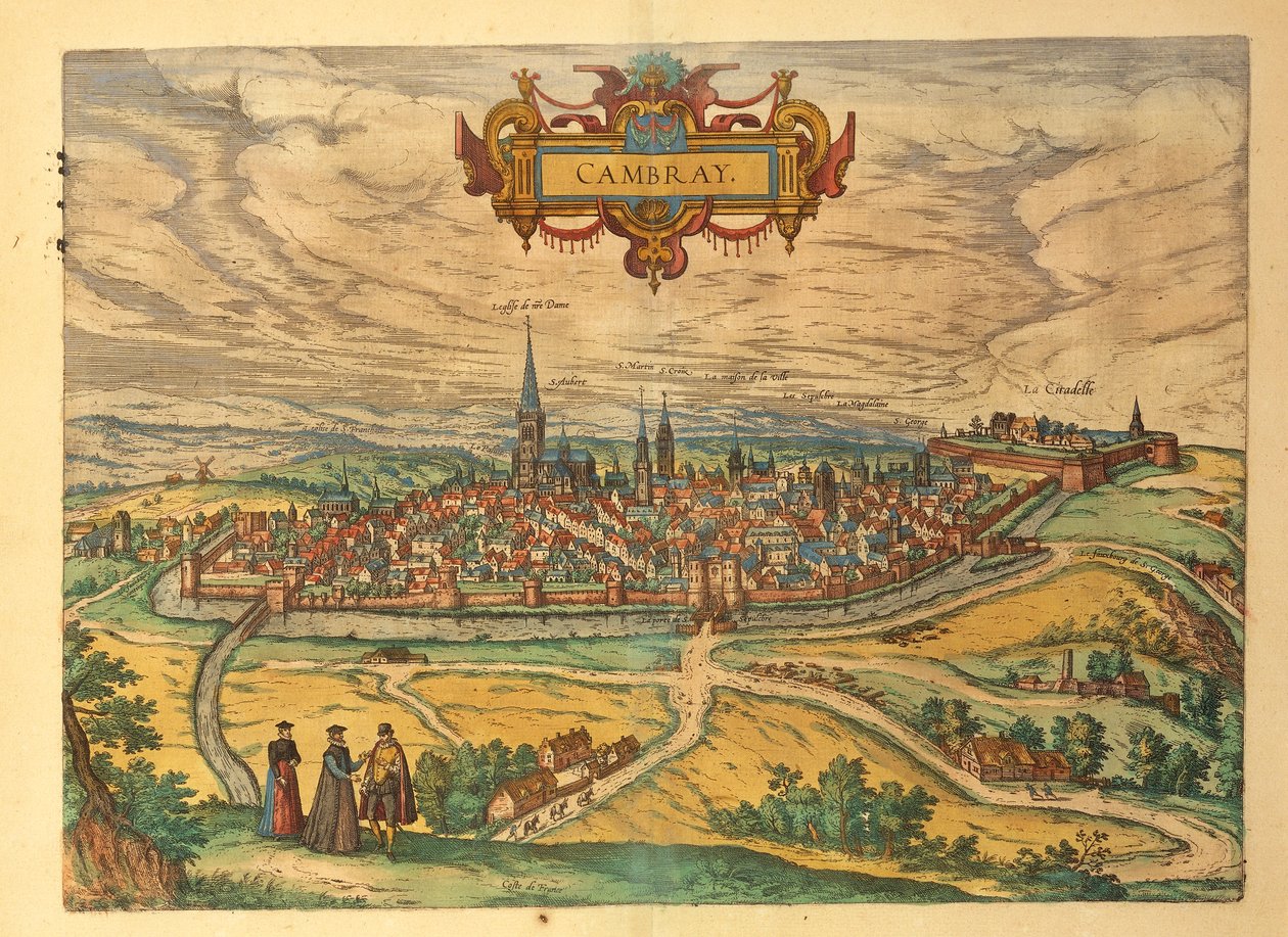 Karte von Cambrai aus Civitates Orbis Terrarum von Georg Braun and Hogenberg Franz