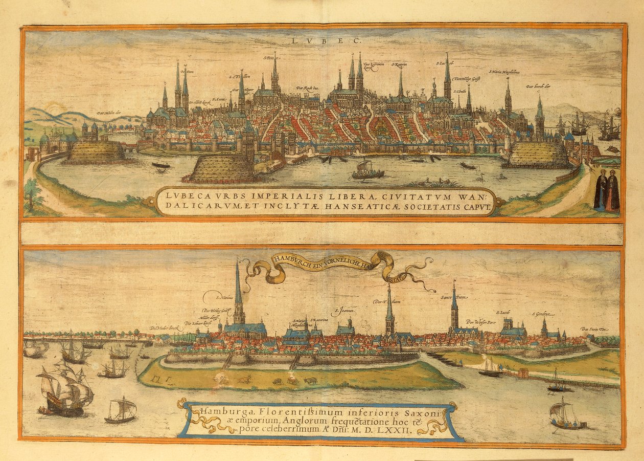 Karte von Lübeck und Hamburg aus 
