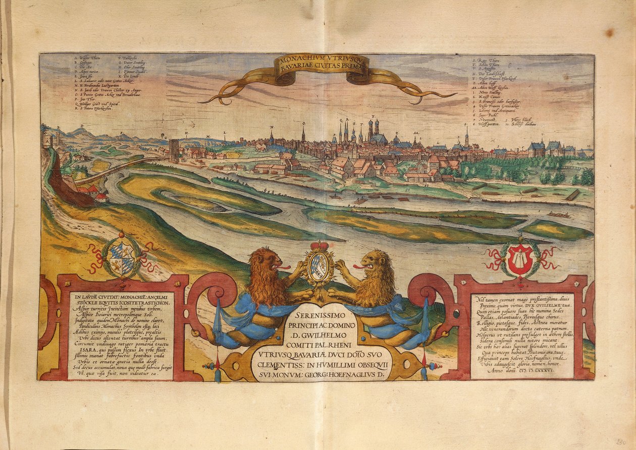 Karte von München, Deutschland, aus Civitates Orbis Terrarum von Georg Braun von Georg Braun and Hogenberg Franz