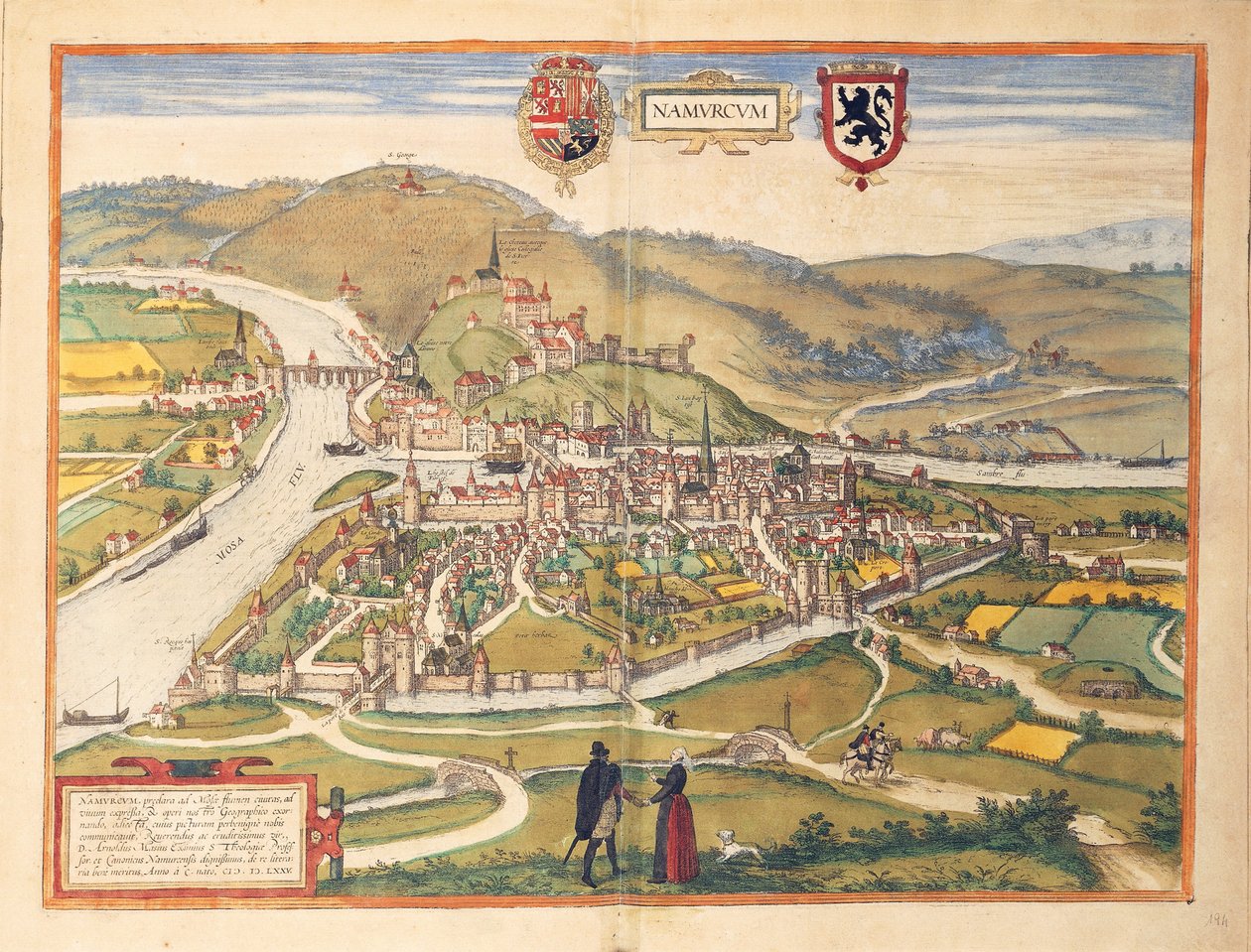 Karte von Namur aus Civitates Orbis Terrarum von Georg Braun von Georg Braun and Hogenberg Franz