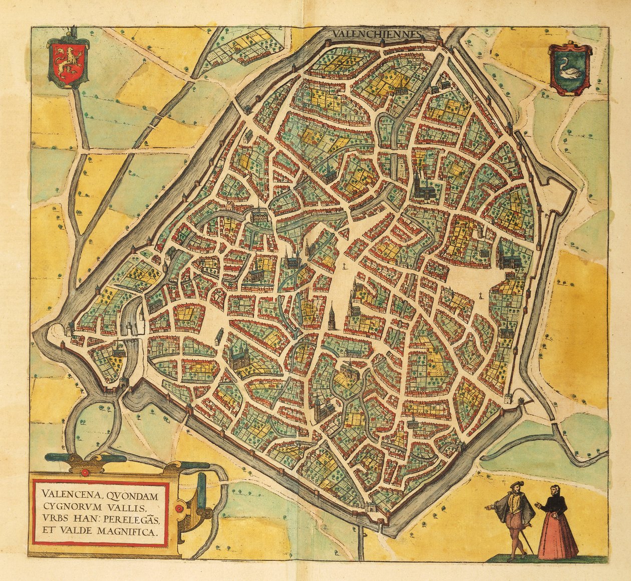 Karte von Valenciennes aus Civitates Orbis Terrarum von Georg Braun von Georg Braun and Hogenberg Franz