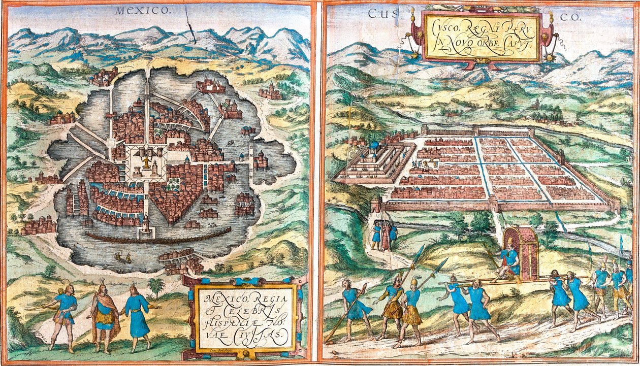Mexiko-Stadt, Cusco, Mexiko von Georg and Hogenberg Franz (1535 90) Braun