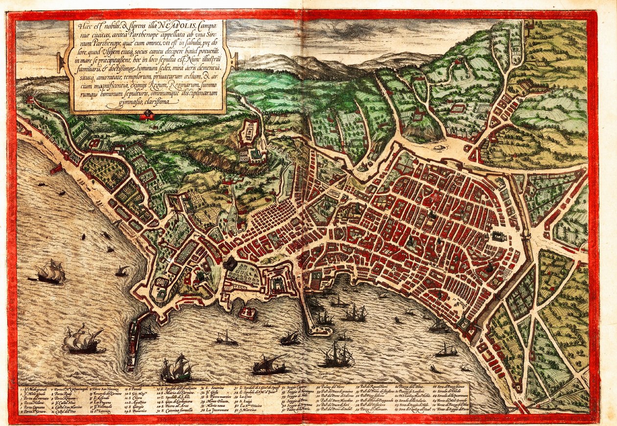 Neapel, Italien von Georg and Hogenberg Franz (1535 90) Braun