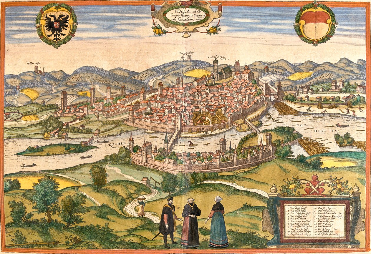 Schwäbisch Hall, Deutschland von Georg and Hogenberg Franz (1535 90) Braun