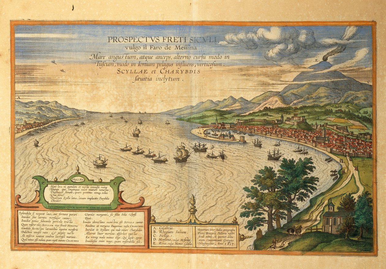 Die Straße von Messina aus Civitates Orbis Terrarum von Georg Braun von Georg Braun and Hogenberg Franz