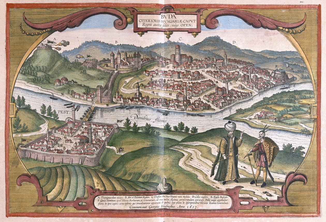 Budapest, Ungarn (Gravur) von Georg Braun and Hogenberg Franz