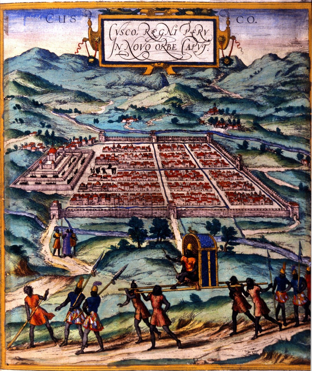 Cuzco, das Hauptzentrum der Inka-Zivilisation. Atlas von Braun & Hogenberg von Georg Braun and Hogenberg Franz