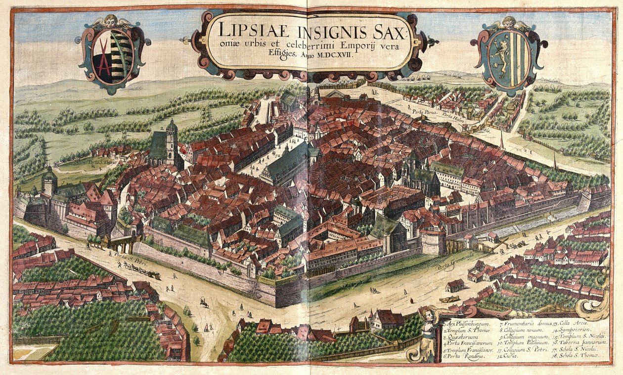 Leipzig, Sachsen, Deutschland (Gravur) von Georg Braun and Hogenberg Franz