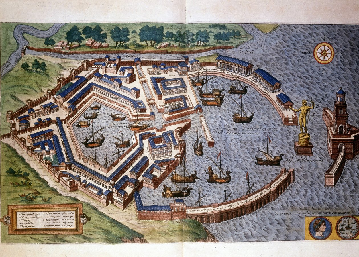 Hafen von Ostia (Ostia) Antike, Atlas Bram und Hopely von Georg Braun and Hogenberg Franz