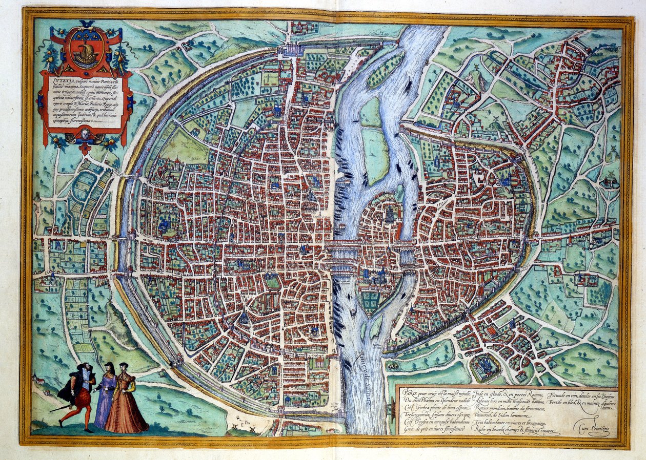 Ansicht der Stadt Paris Ende des 16. Jahrhunderts. Atlas von Braun & Hogenberg, Amsterdam von Georg Braun and Hogenberg Franz