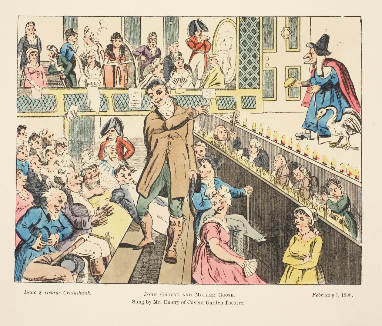 John Grouse und Mother Goose, gesungen von Mr. Emery aus Covent Garden, veröffentlicht 1808 von Isaac, Robert and George Cruikshank