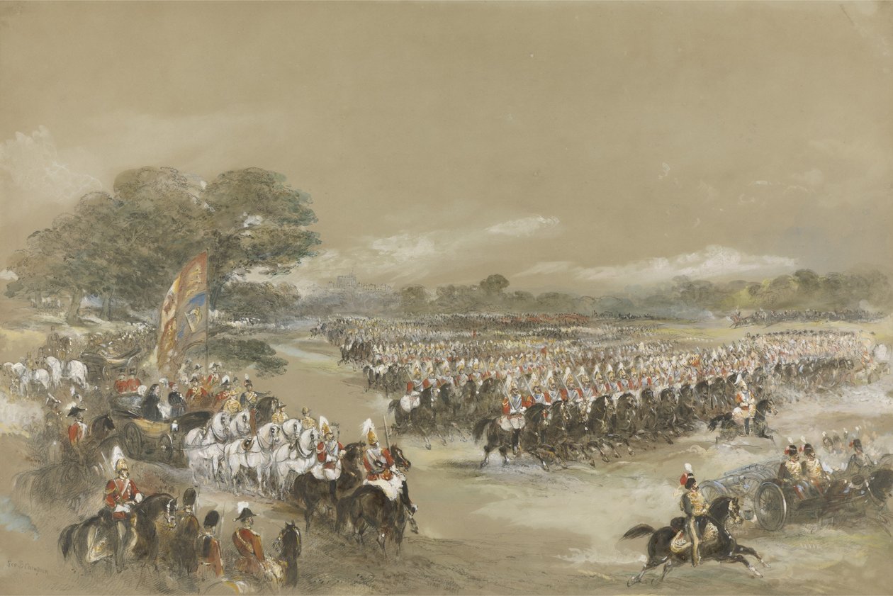 Königliche Überprüfung in Windsor, Königin Victoria und Khedive Ismail Pashe von Ägypten, 26. Juni 1868 von George Bryant Campion