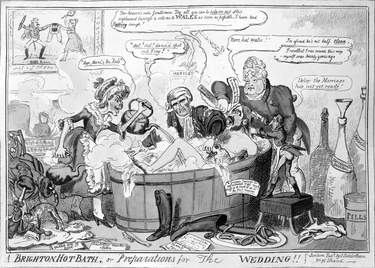 Ein heißes Bad in Brighton oder Vorbereitungen für die Hochzeit, 1816 von George Cruikshank