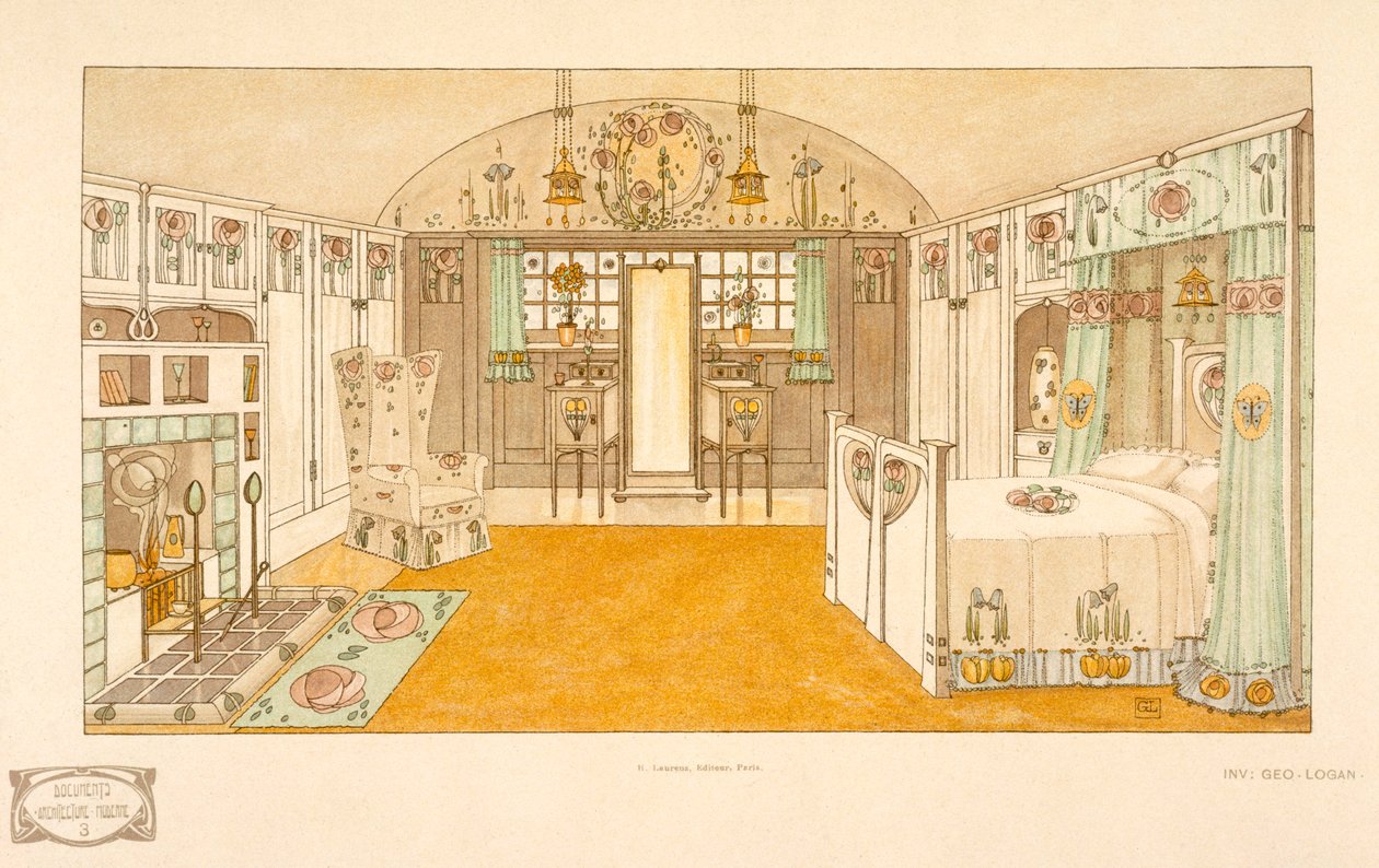 Schlafzimmer, Logan George (1866-1939), Documents Moderne Musterbuch, 1904 von George Logan