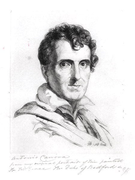 Porträt von Antonio Canova (1757-1822) 1817 (Stich) von George (after) Hayter