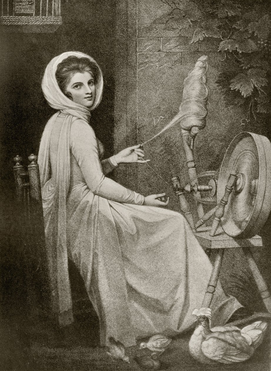 Lady Hamilton als Die Spinnerin, graviert von Thomas Cheesman, aus 