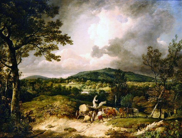 Die Holzsammler mit Blick auf Siddon Hill, Highclere Park in der Ferne von George Arnald