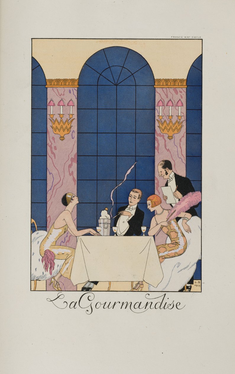 Falbalas et fanfreluches: Die Völlerei, 1924 von George Barbier