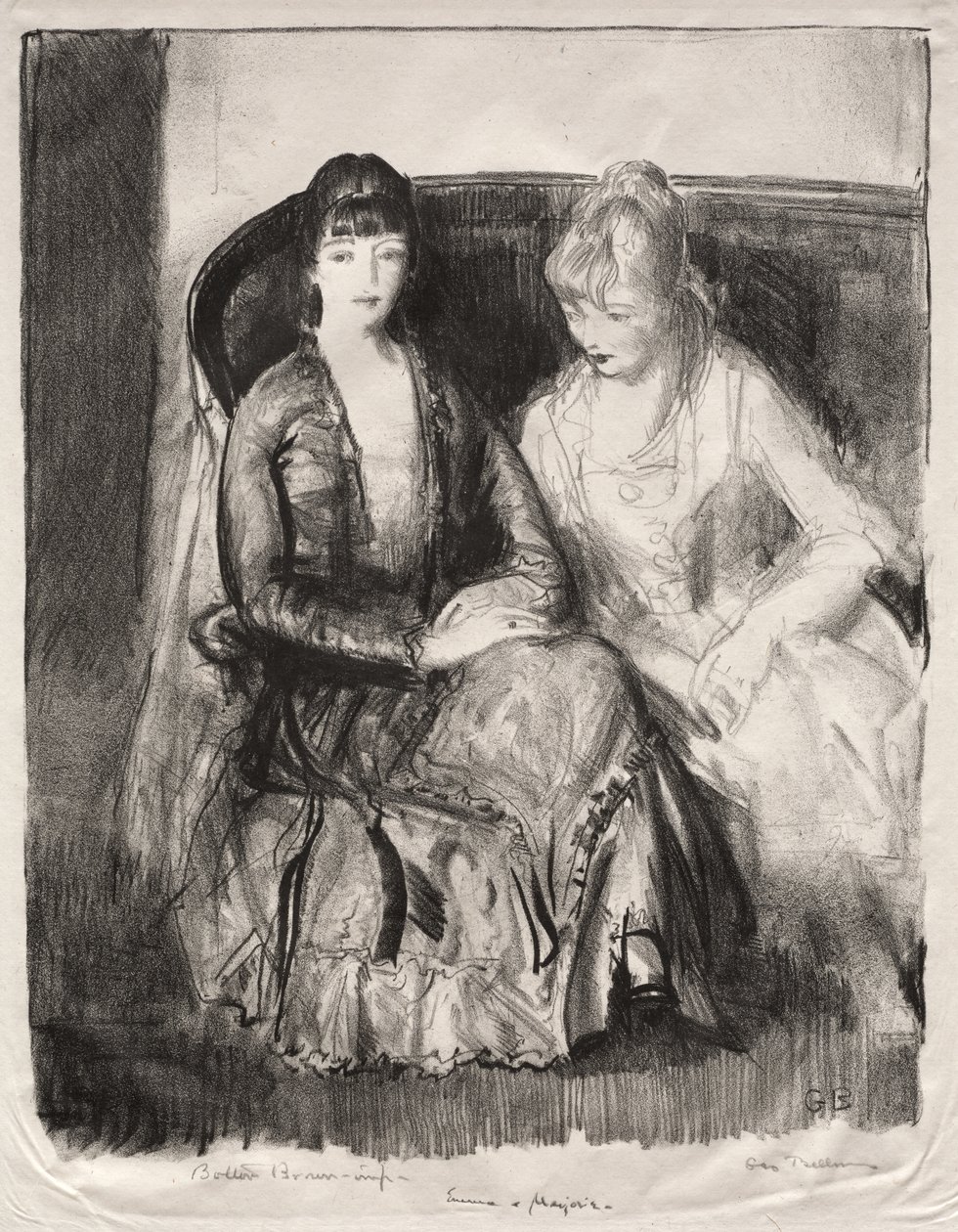 Emma und Marjorie auf einem Sofa von George Bellows