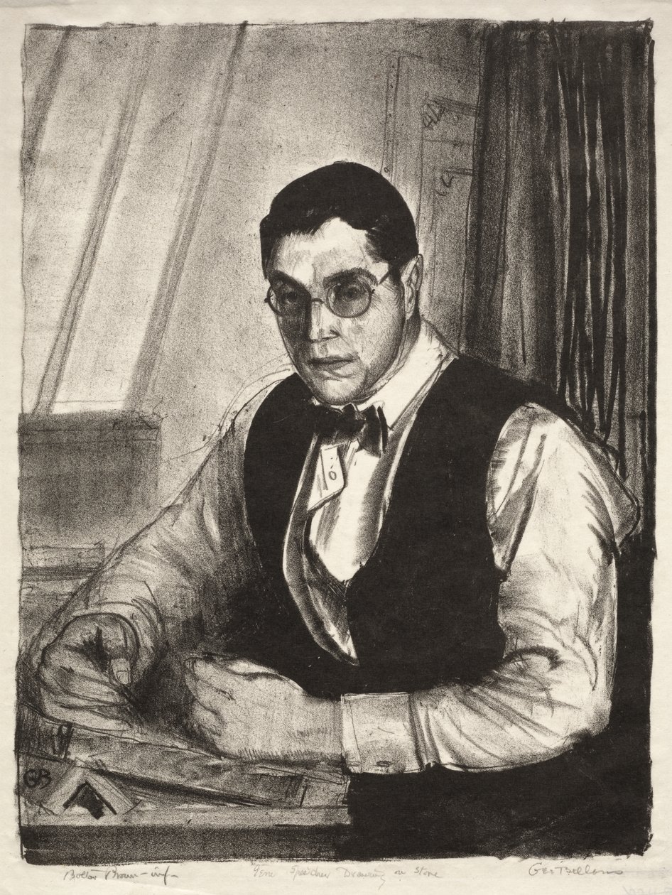 Gene Speicher zeichnet auf einem Stein von George Bellows