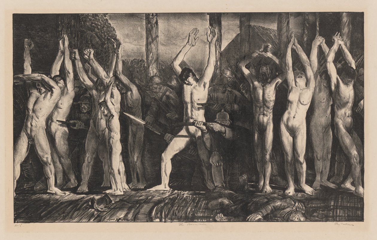 Die Barrikade, erster Stein von George Bellows
