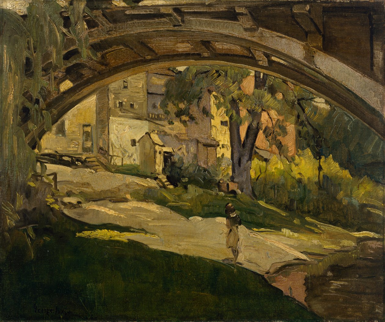 Mädchen unter gewölbter Brücke von George Benjamin Luks