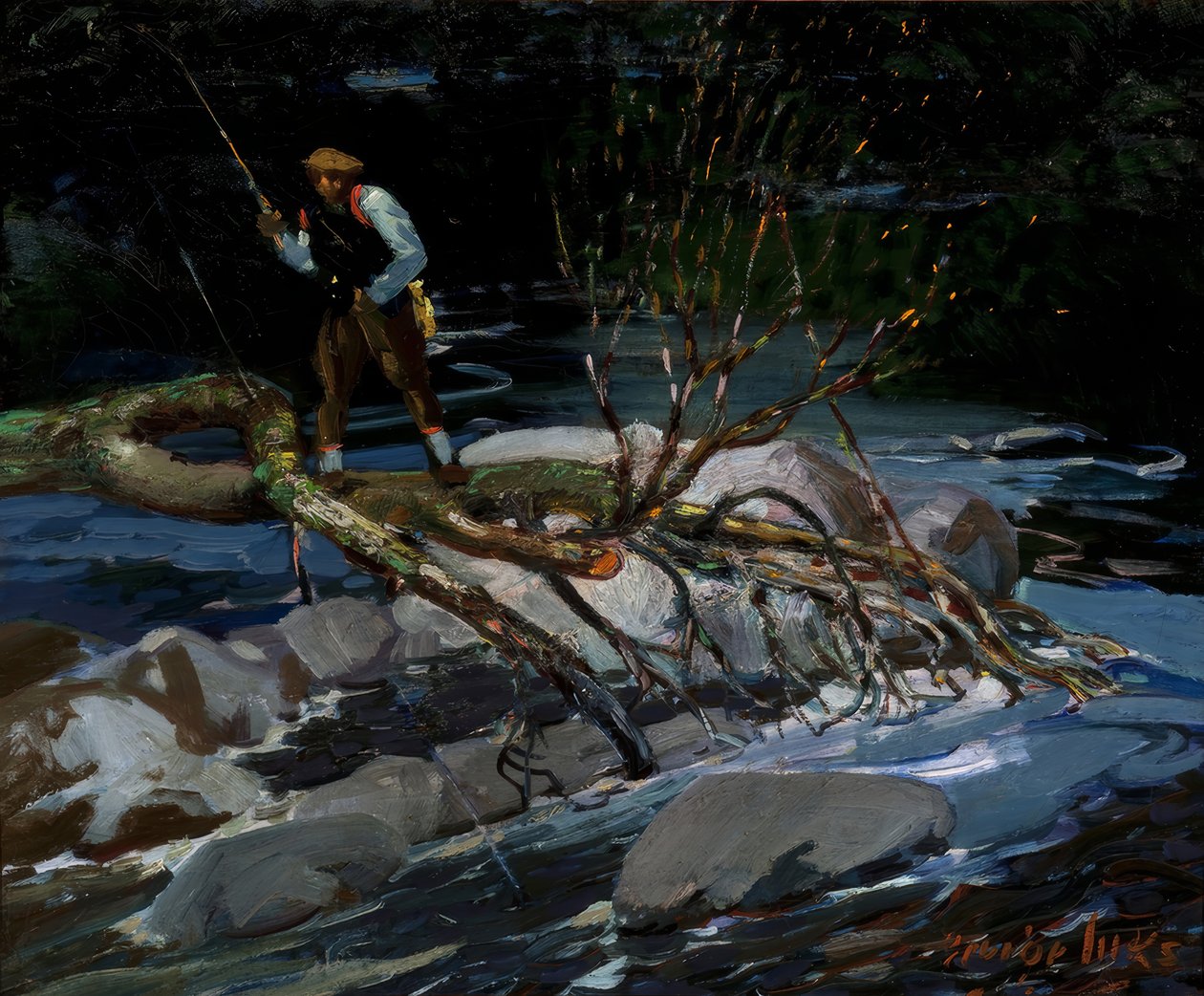 Forellenfischen, "The Screecher," Lake Rossignol, Nova Scotia von George Benjamin Luks