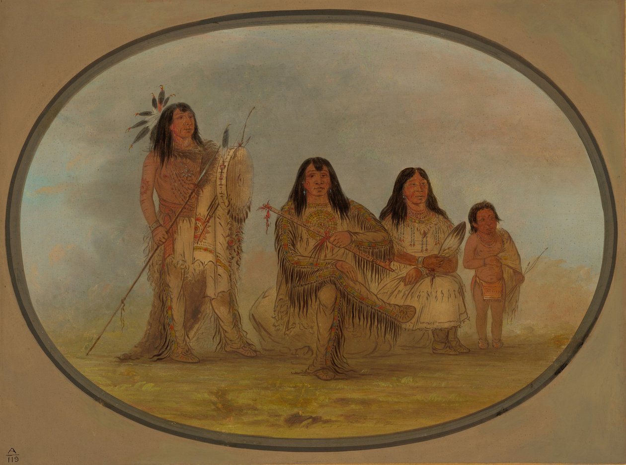 Ein Blackfoot-Häuptling, seine Frau und ein Medizinmann, 1861-1869 von George Catlin