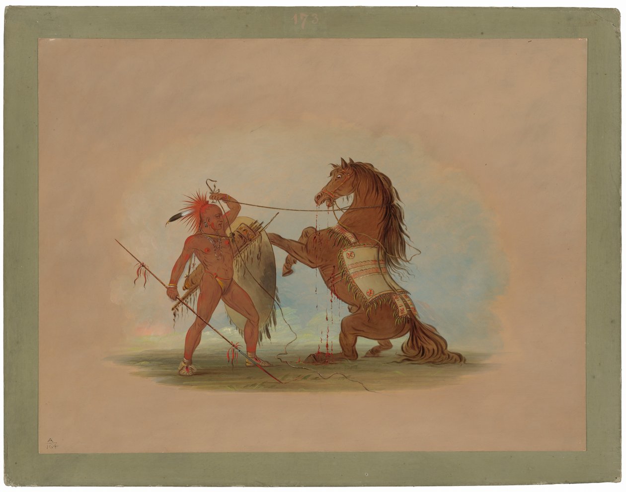 Ein Pawnee-Krieger opfert sein Lieblingspferd von George Catlin