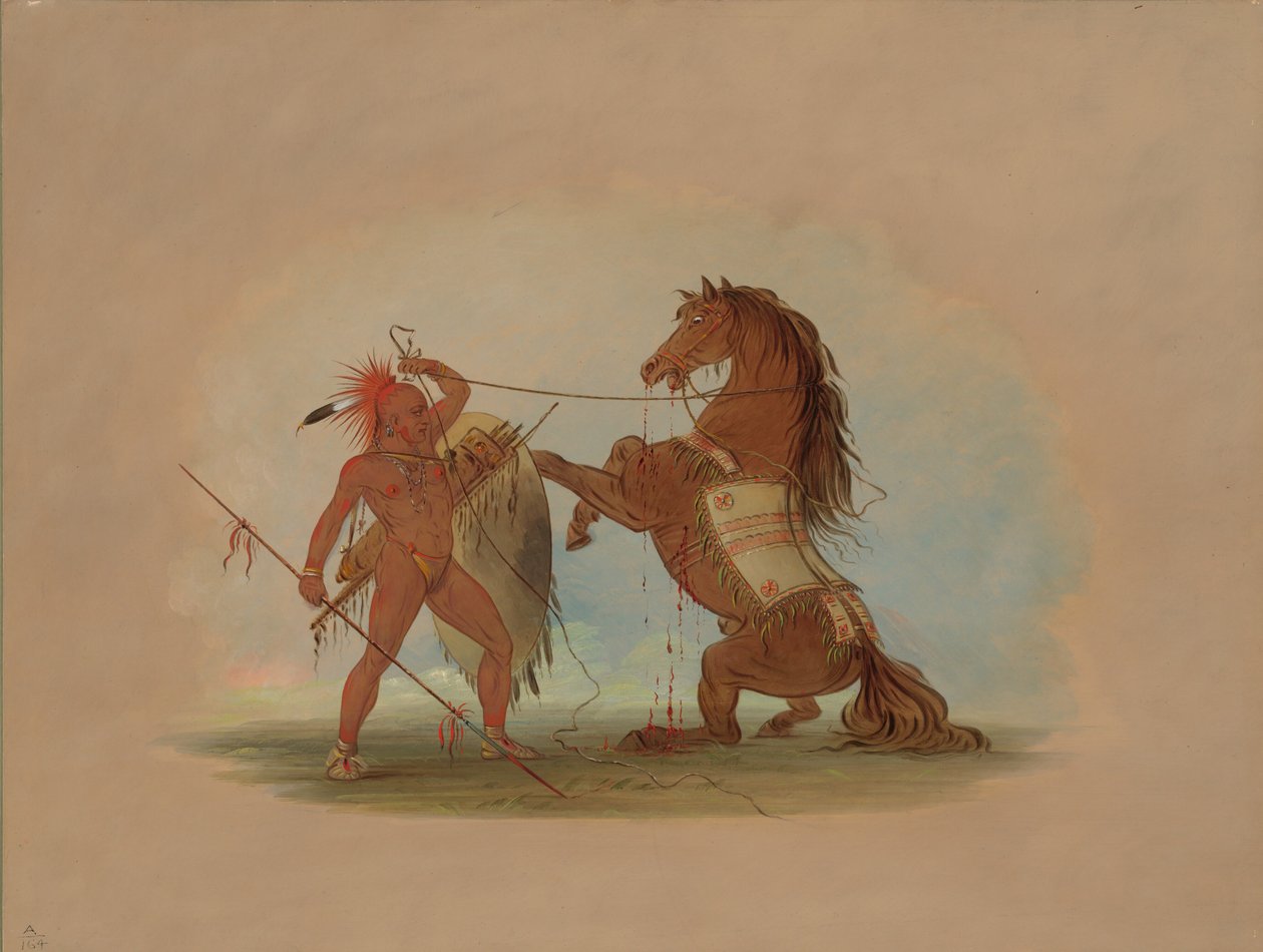 Ein Pawnee-Krieger opfert sein Lieblingspferd von George Catlin