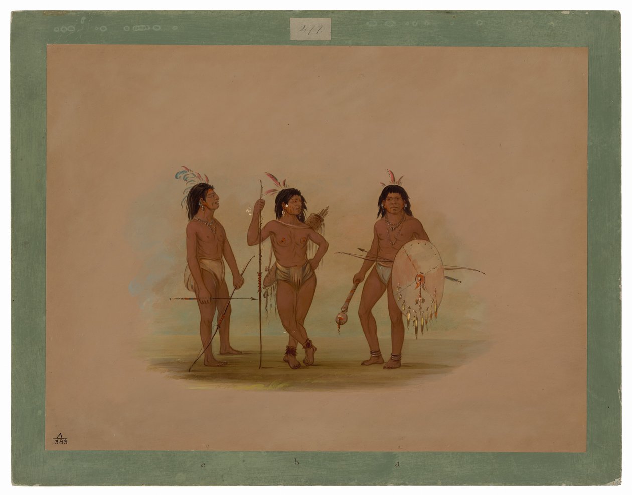 Ein Puelchee-Häuptling und zwei junge Krieger von George Catlin