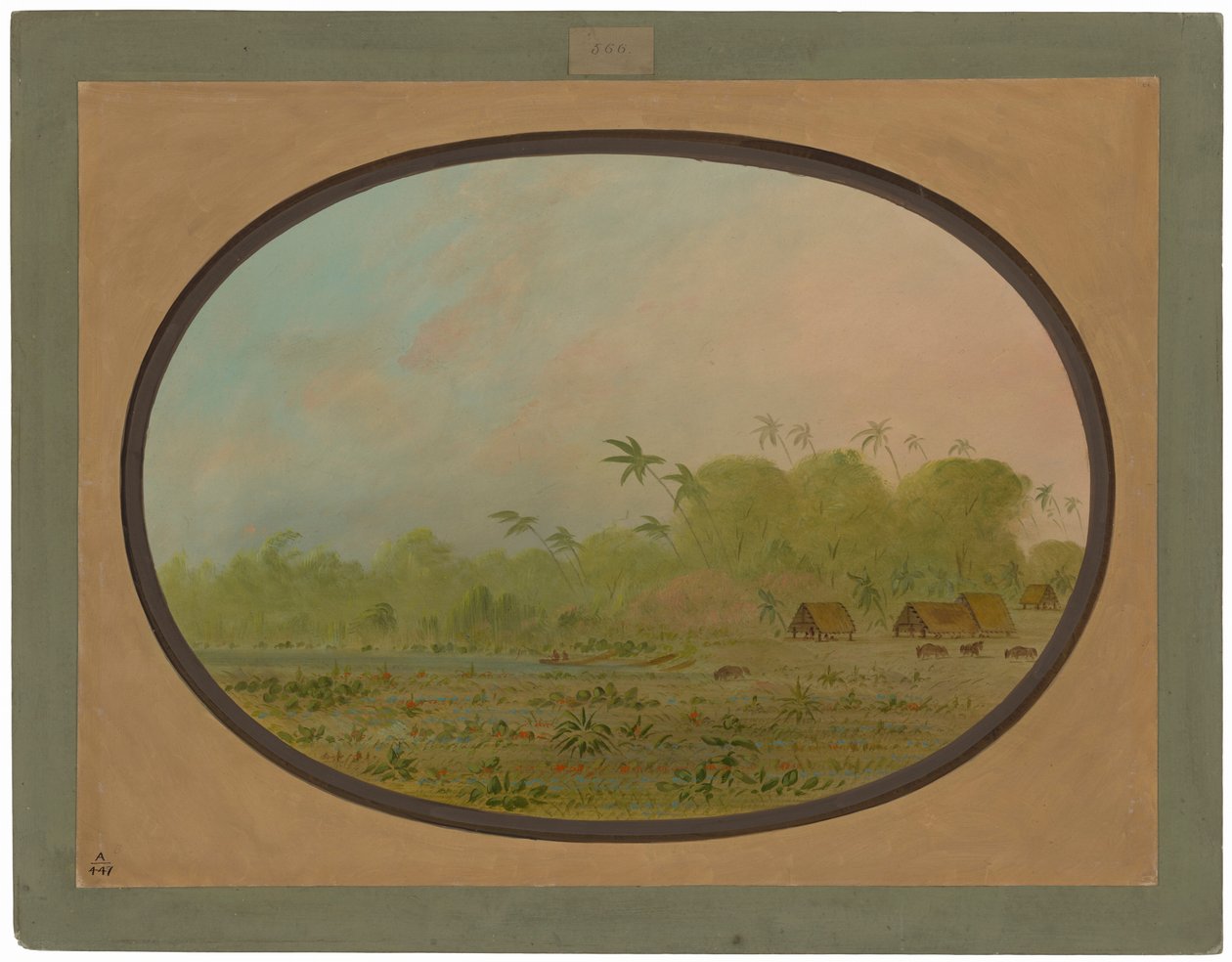 Ein Kleines Dorf der Remos-Indianer von George Catlin