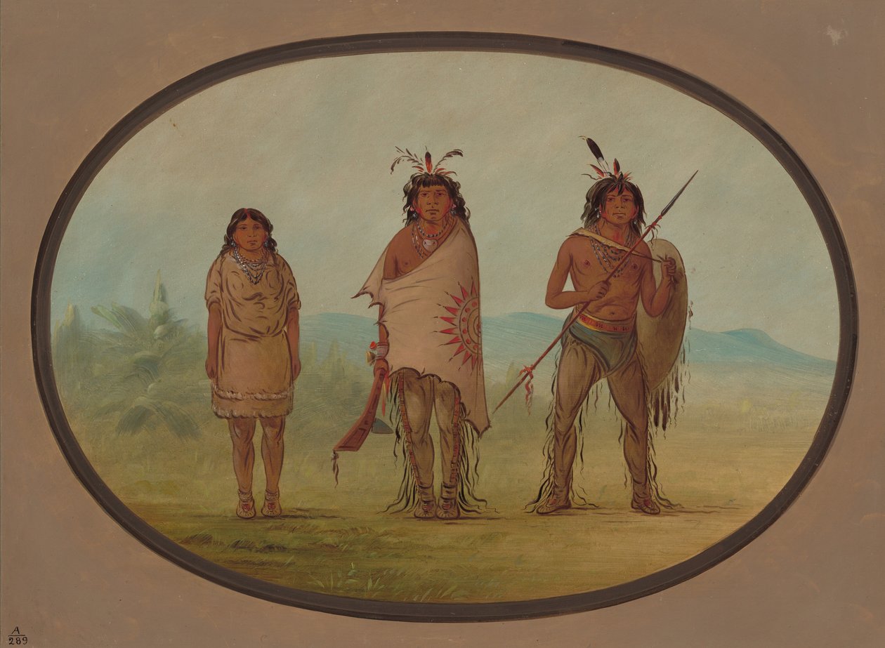 Ein Yuma-Häuptling, seine Tochter und ein Krieger von George Catlin