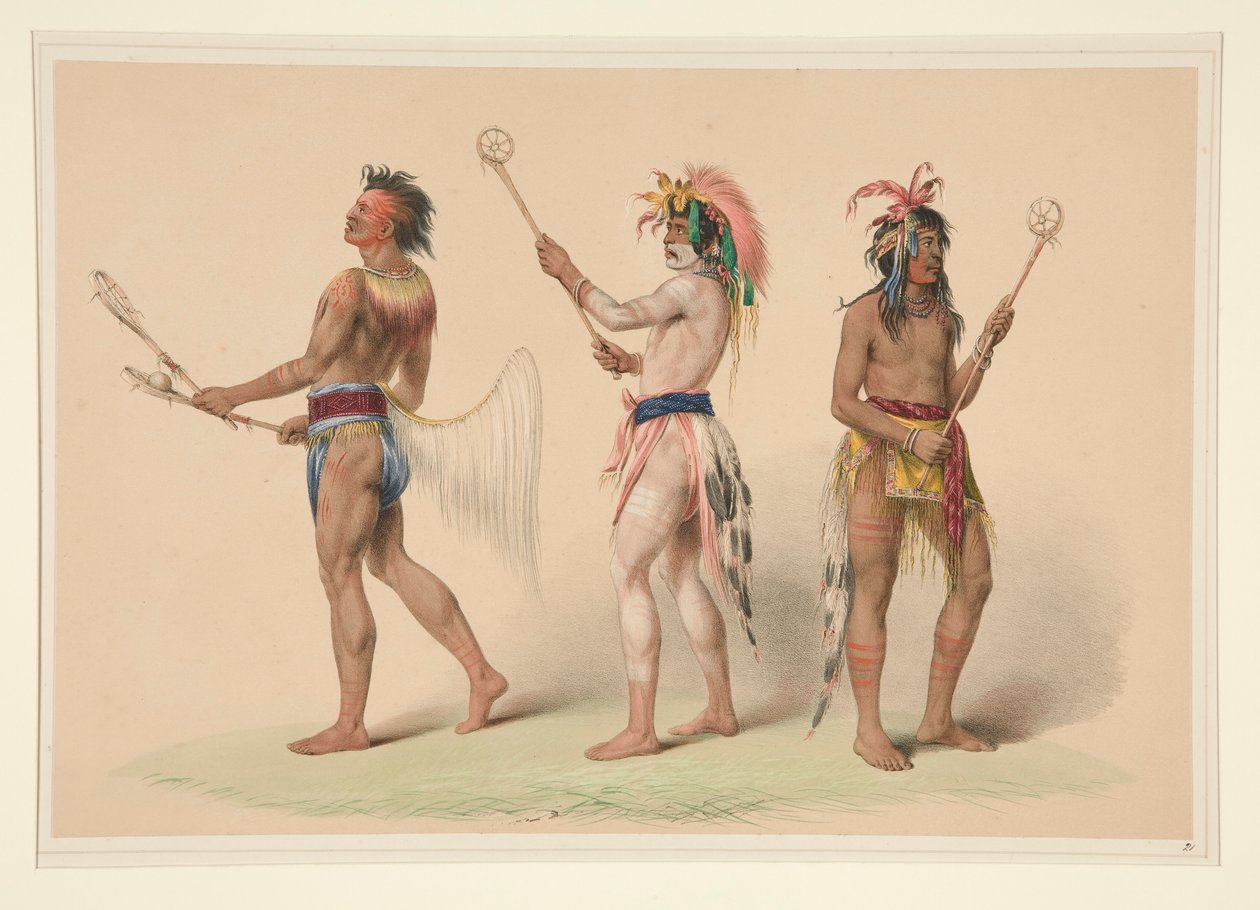 Ballspieler, Tafel 21 aus dem Nordamerikanischen Indianer-Portfolio von George Catlin