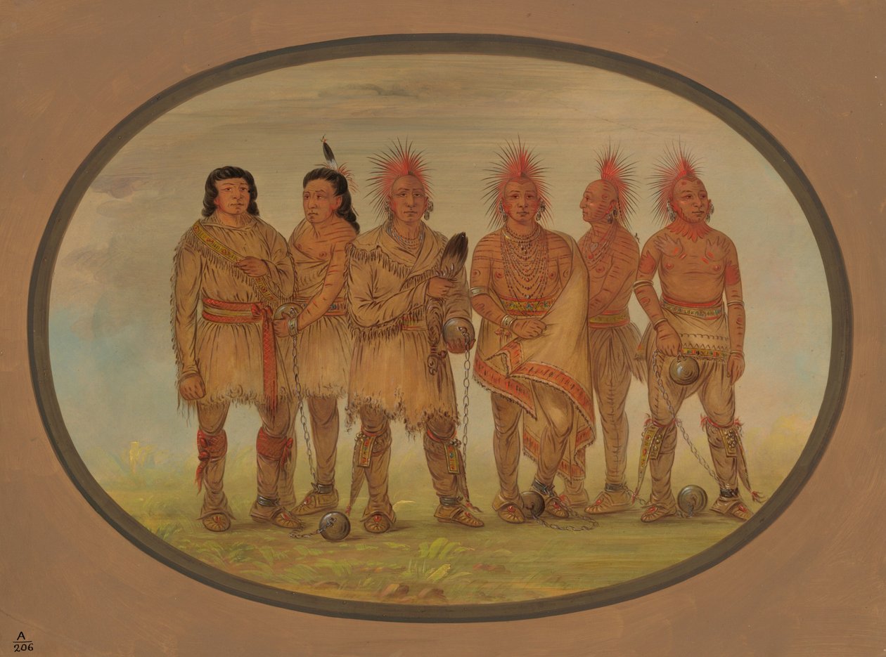 Black Hawk und fünf andere Saukie-Gefangene, 1861-1869 von George Catlin