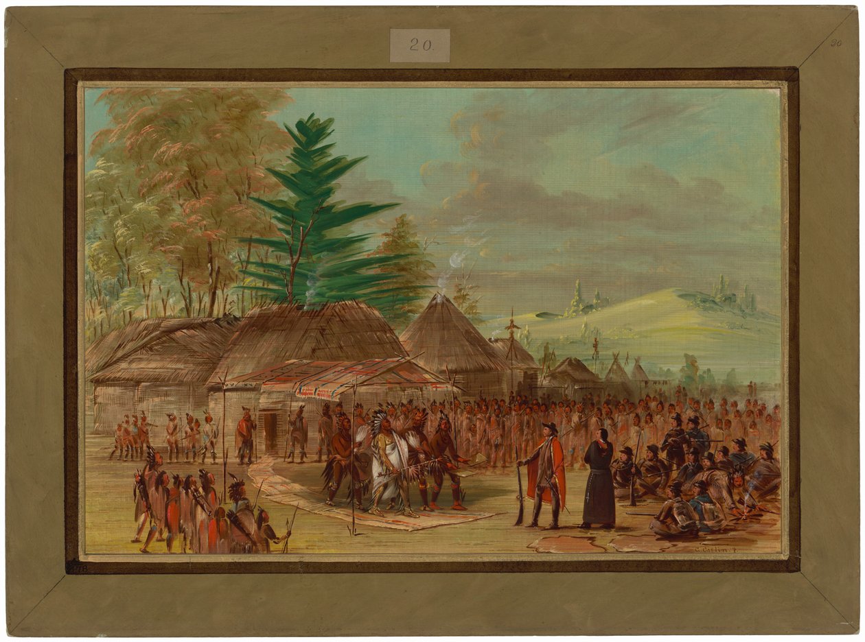 Häuptling der Taensa-Indianer empfängt La Salle. 20. März von George Catlin