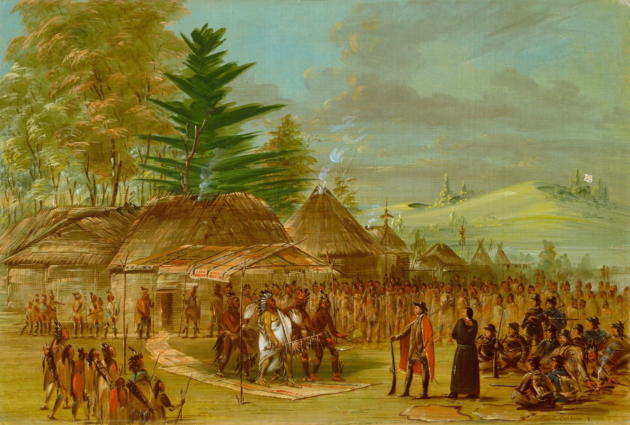 Häuptling der Taensa-Indianer empfängt La Salle. 20. März 1682 von George Catlin