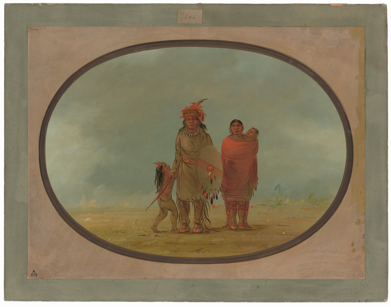 Kupferhäuptling, seine Frau und Kinder von George Catlin
