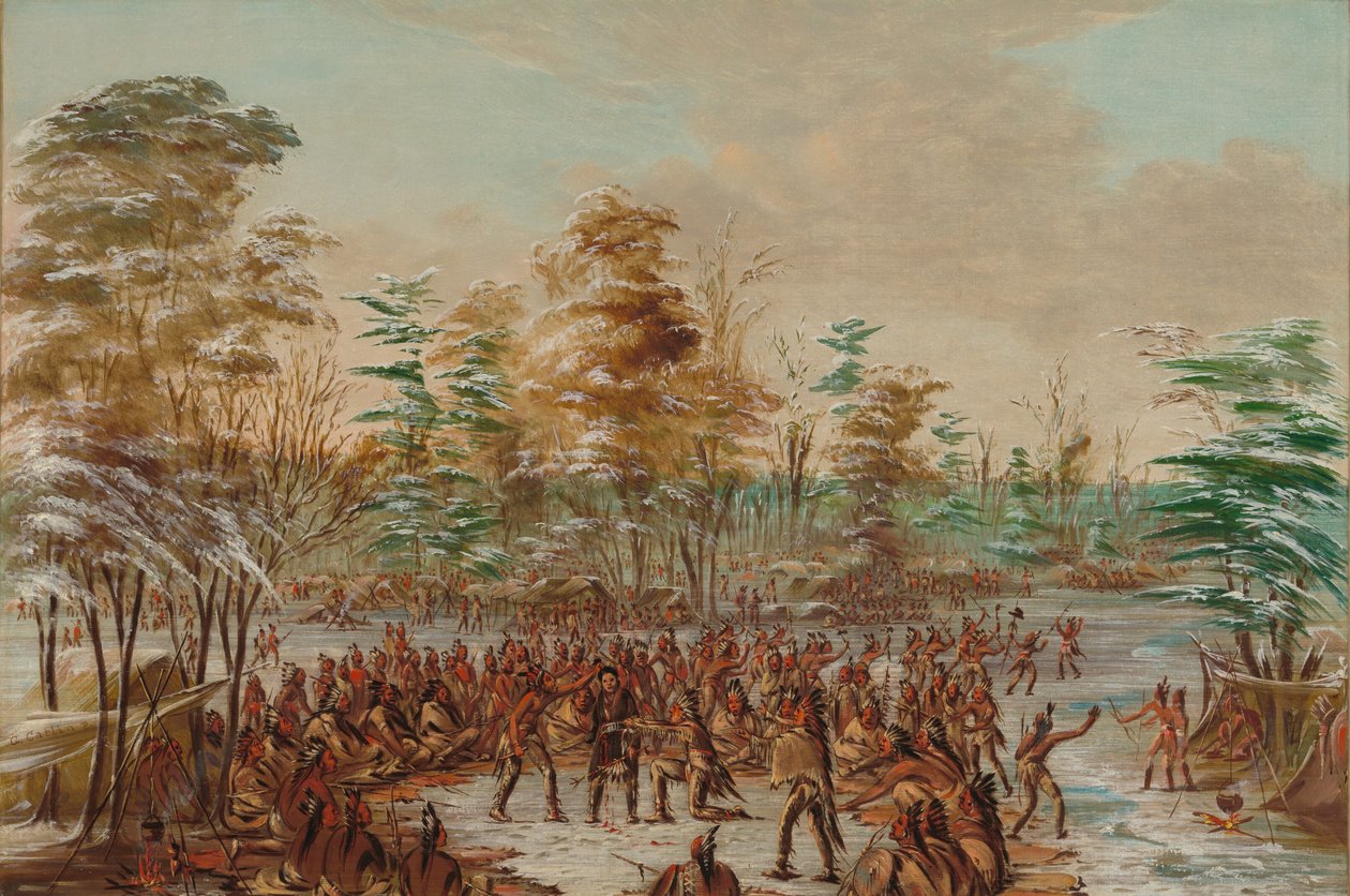 De Tonty bittet um Frieden im Irokesen-Dorf. 2. Januar 1680, 1847-1848 von George Catlin