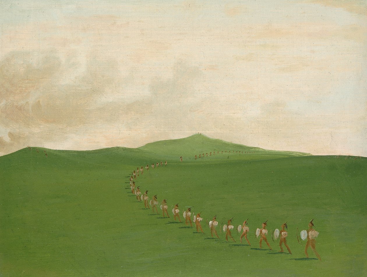 Fußkriegspartei auf dem Marsch, Oberer Missouri von George Catlin