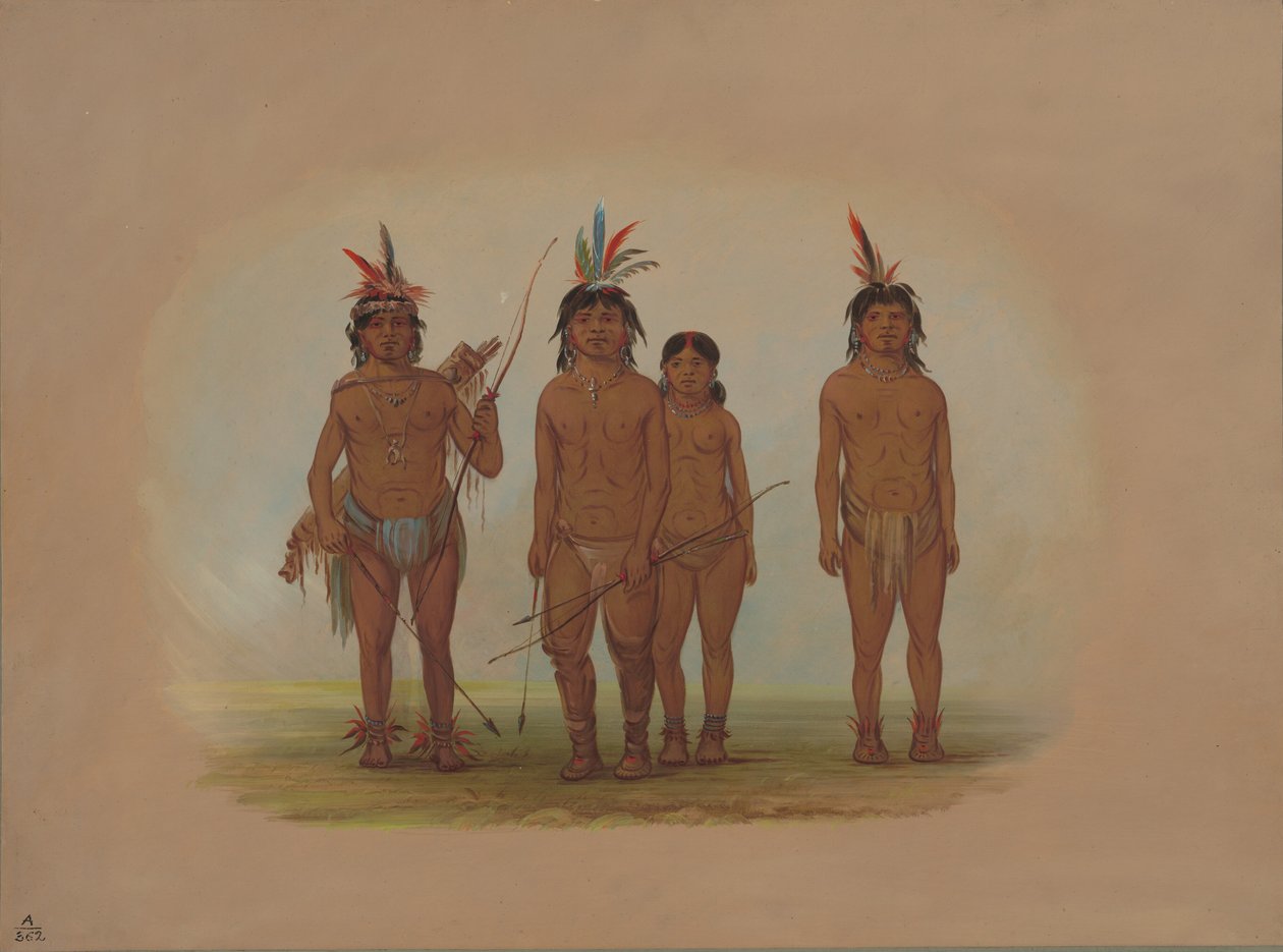 Vier Macouchi-Indianer, 1854-1869 von George Catlin