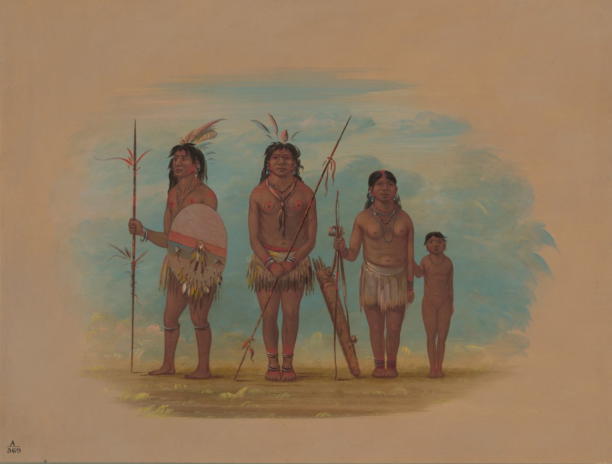Vier Xingu-Indianer, 1854-1869 von George Catlin