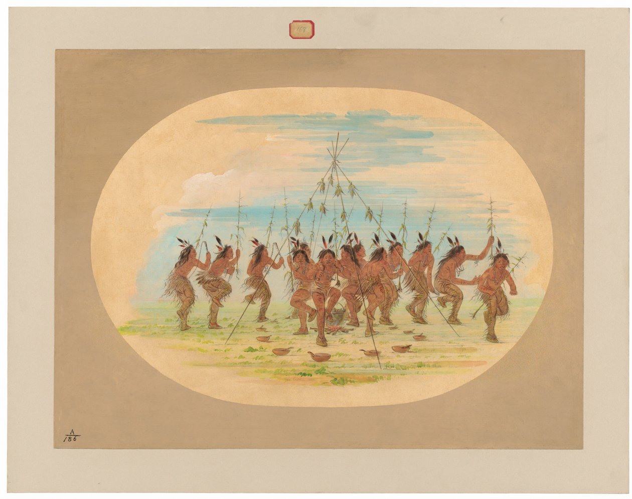 Grüner Mais-Tanz - Minatarrees von George Catlin