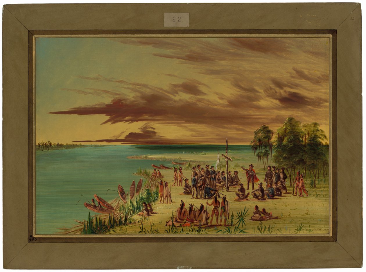 La Salle beansprucht Louisiana für Frankreich, 9. April 1682 von George Catlin