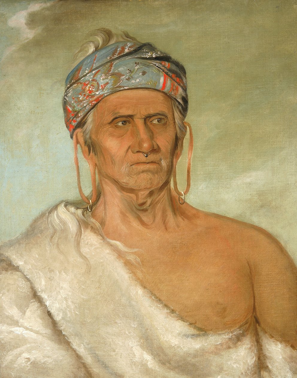 Lay-láw-she-kaw, Geht den Fluss hinauf, ein alter Häuptling von George Catlin