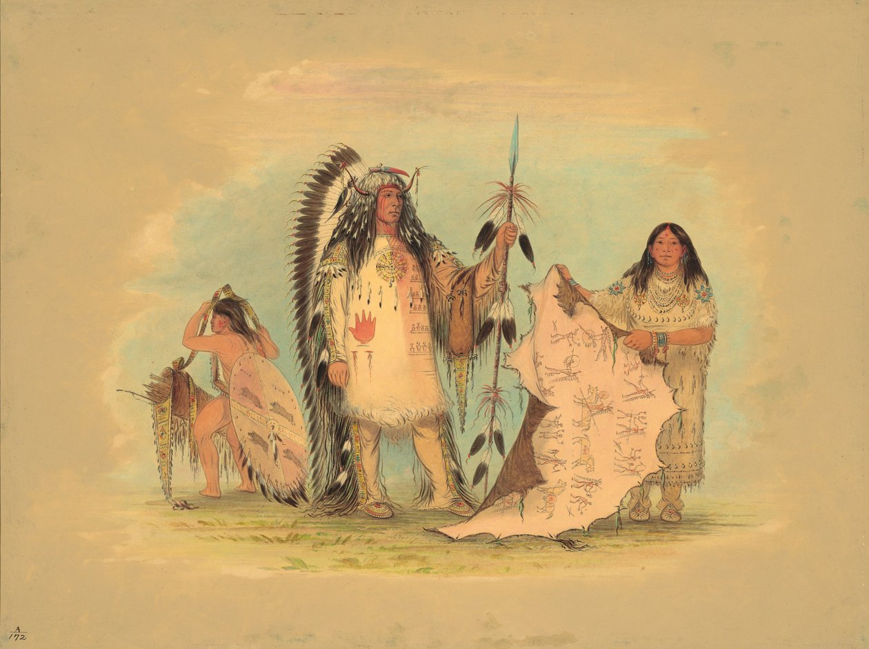 Mandan Kriegshäuptling mit seiner Lieblingsfrau, 1861-1869 von George Catlin