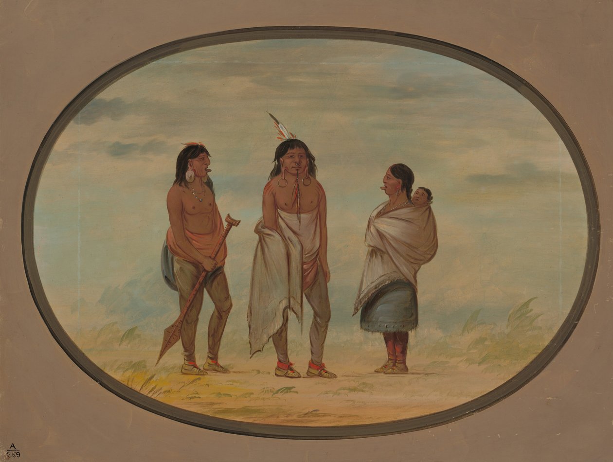 Nayas Indianerhäuptling, seine Frau und ein Krieger von George Catlin