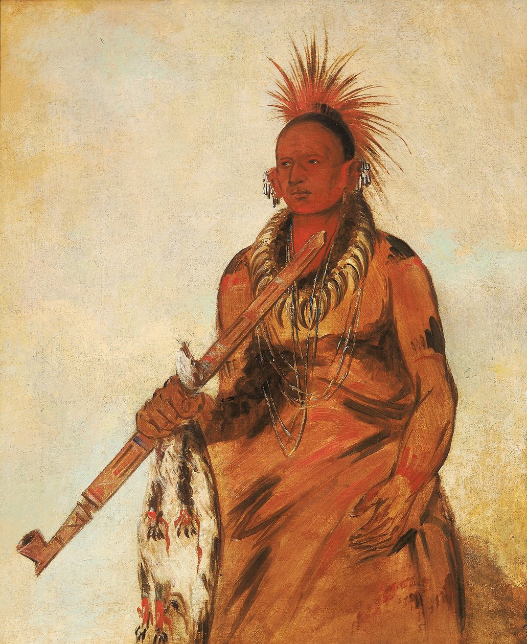 No-o-mún-nee, Geht im Regen, ein Krieger von George Catlin