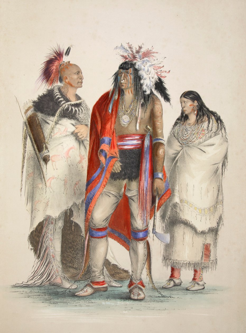 Nordamerikanische Indianer, veröffentlicht 1845, Farblithographie von George Catlin