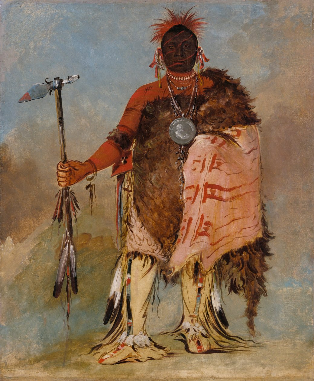 Om-pah-tón-ga, Großer Elch, ein berühmter Krieger von George Catlin